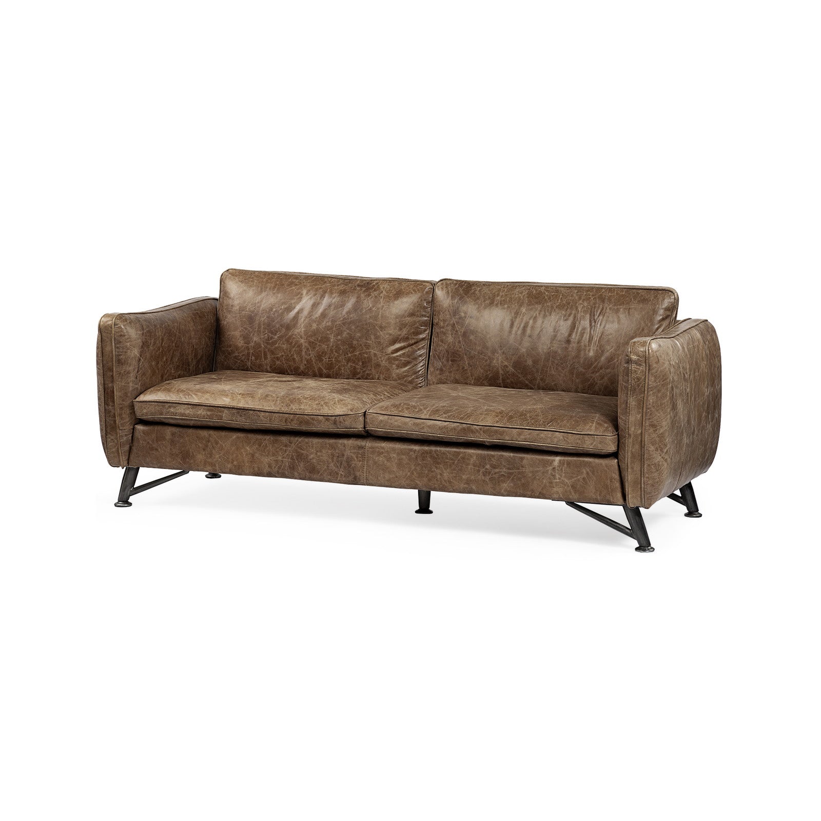 Cobain I 84" Brown Leather Two Seater Sofa by Mercana at ZIN Home