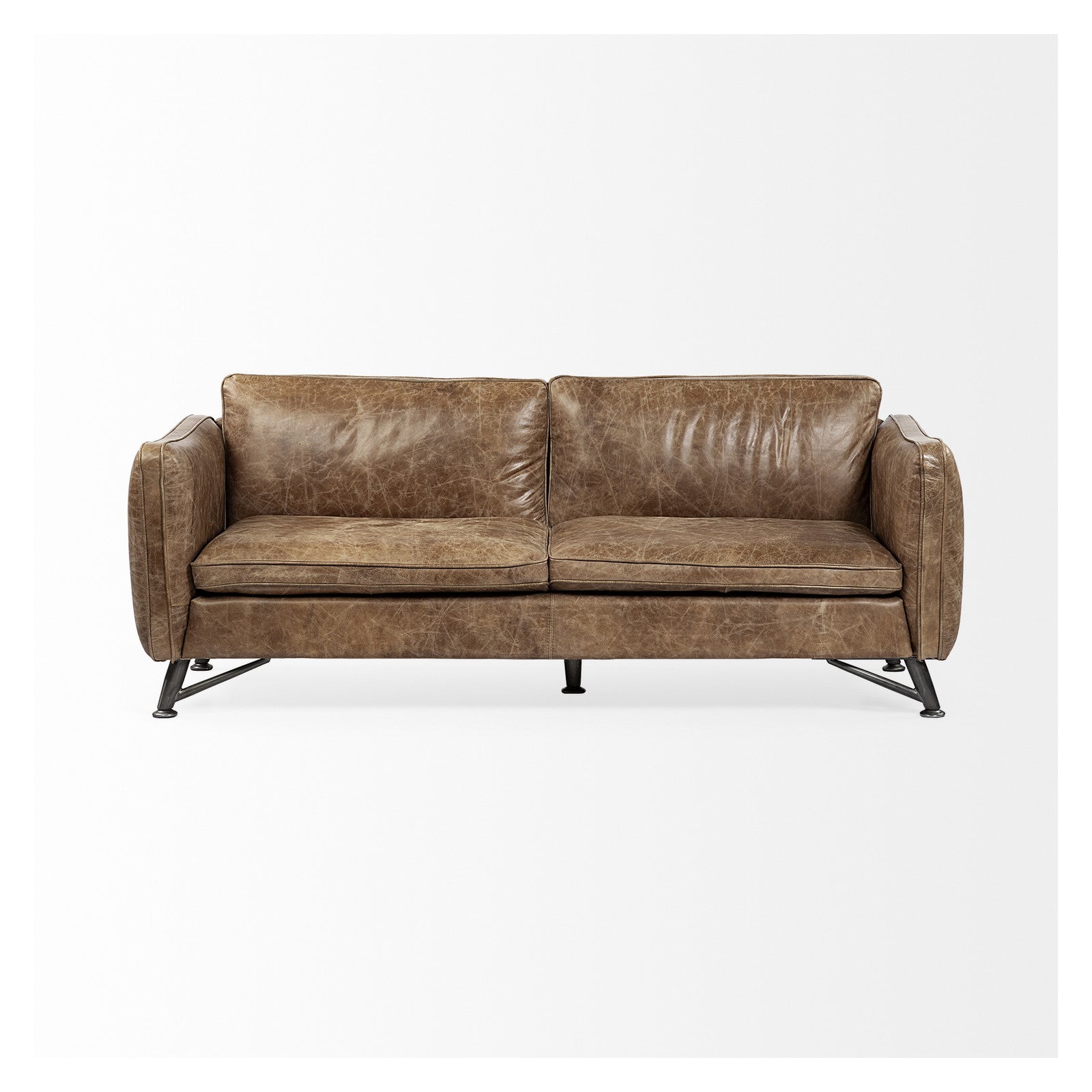 Cobain I 84" Brown Leather Two Seater Sofa by Mercana at ZIN Home
