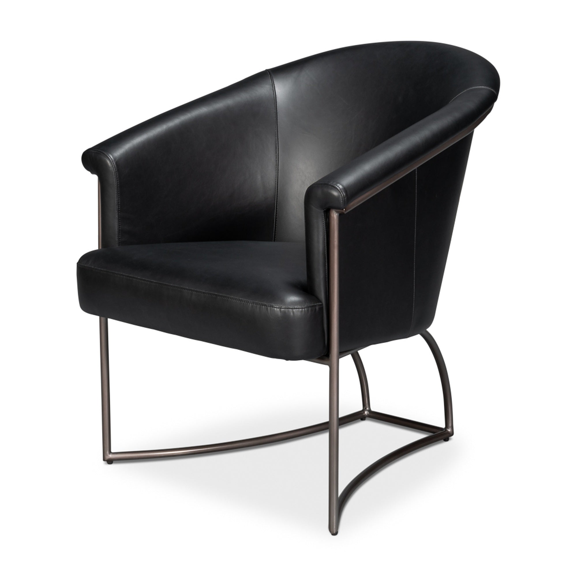Nagel Distilled Leather Chair,Onyx Black by Sarreid Ltd