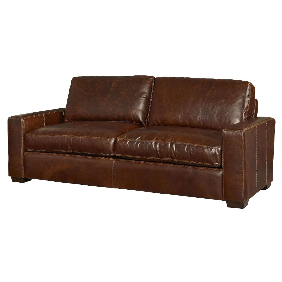 Oliver Brown Leather Sofa 84"