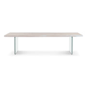 Brooks Dining Table Glass Base 40" x 116" White Wash Top - Clear Glass Base by Urbia - product view