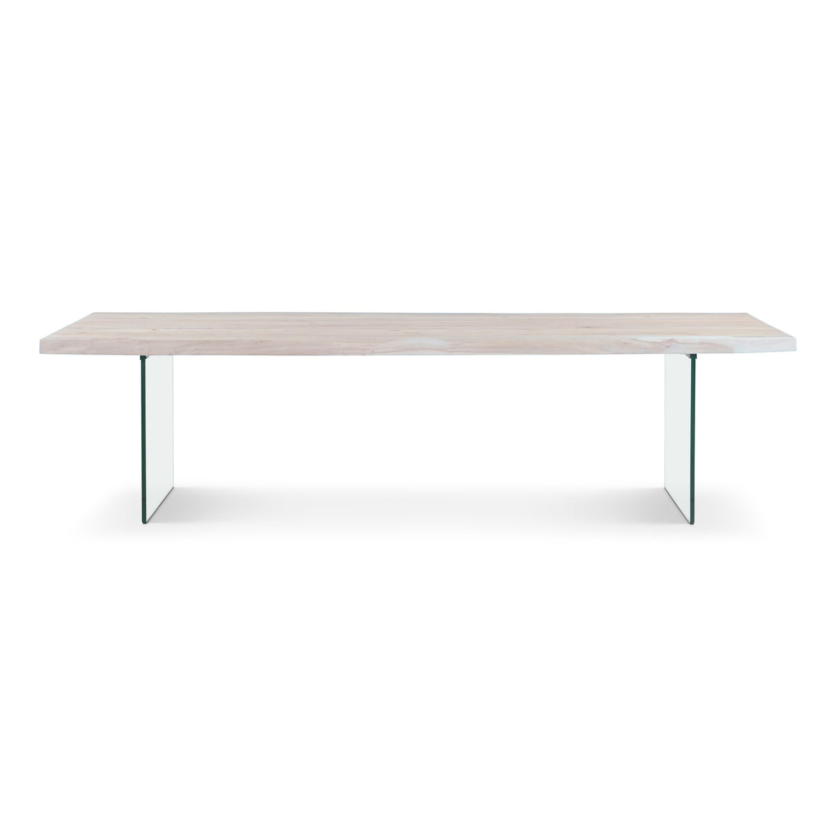 Brooks Dining Table Glass Base 40" x 116" White Wash Top - Clear Glass Base by Urbia - product view