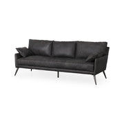 Cochrane 82L x 33W x 32.3 Black Leather Three Seater Sofa by Mercana at ZIN Home