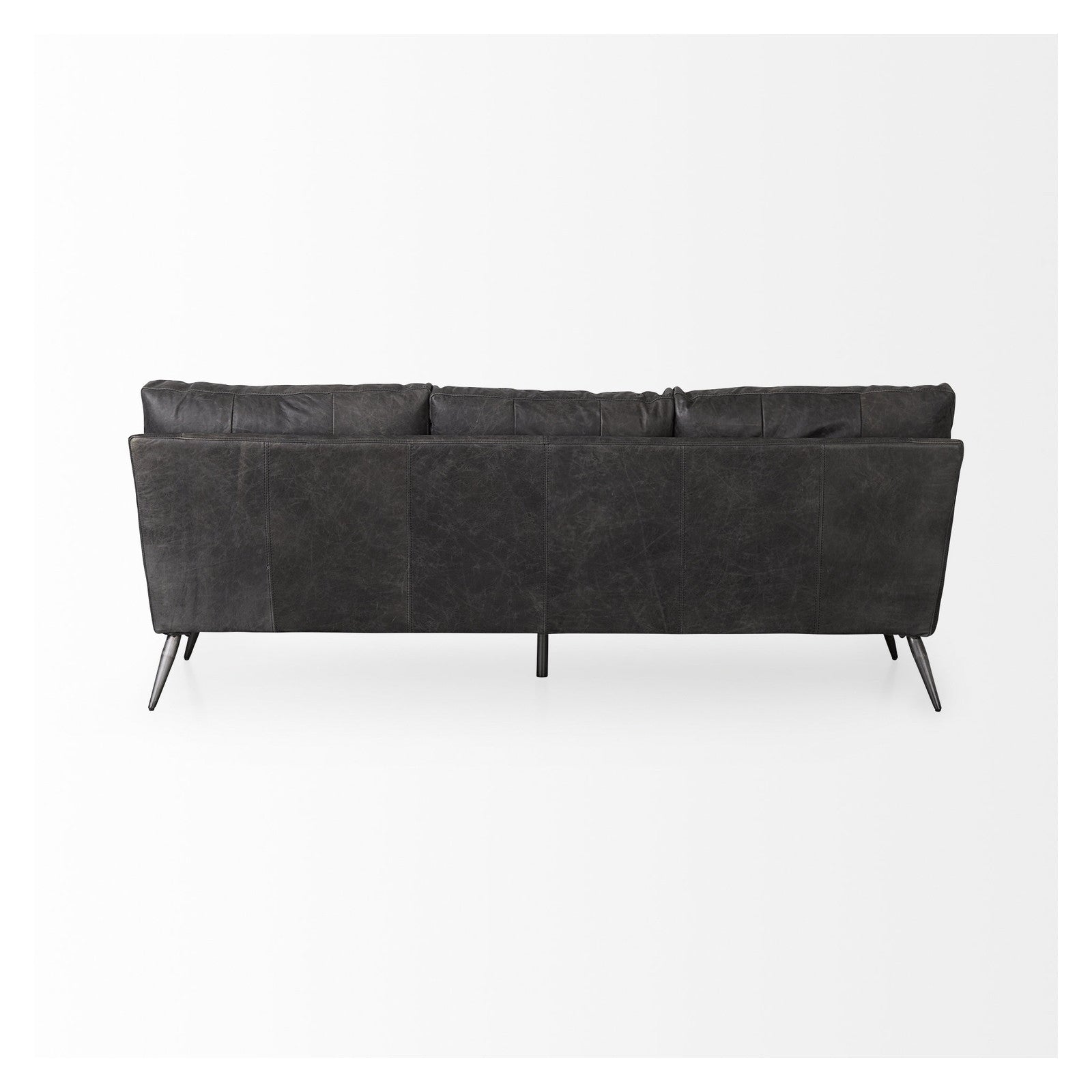 Cochrane 82L x 33W x 32.3 Black Leather Three Seater Sofa by Mercana at ZIN Home