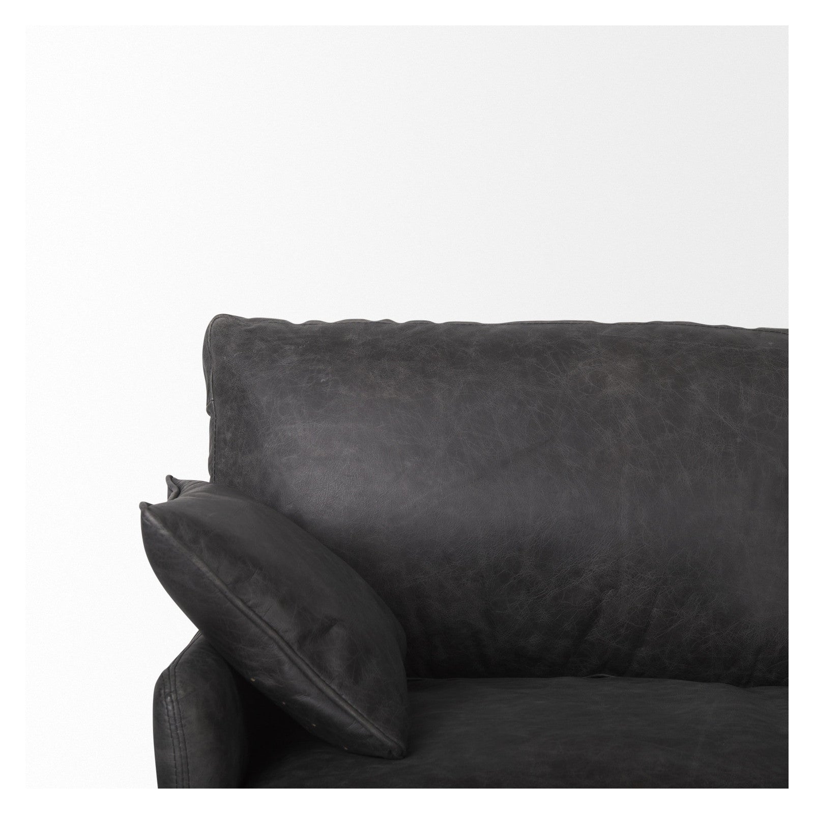 Cochrane 82L x 33W x 32.3 Black Leather Three Seater Sofa by Mercana at ZIN Home