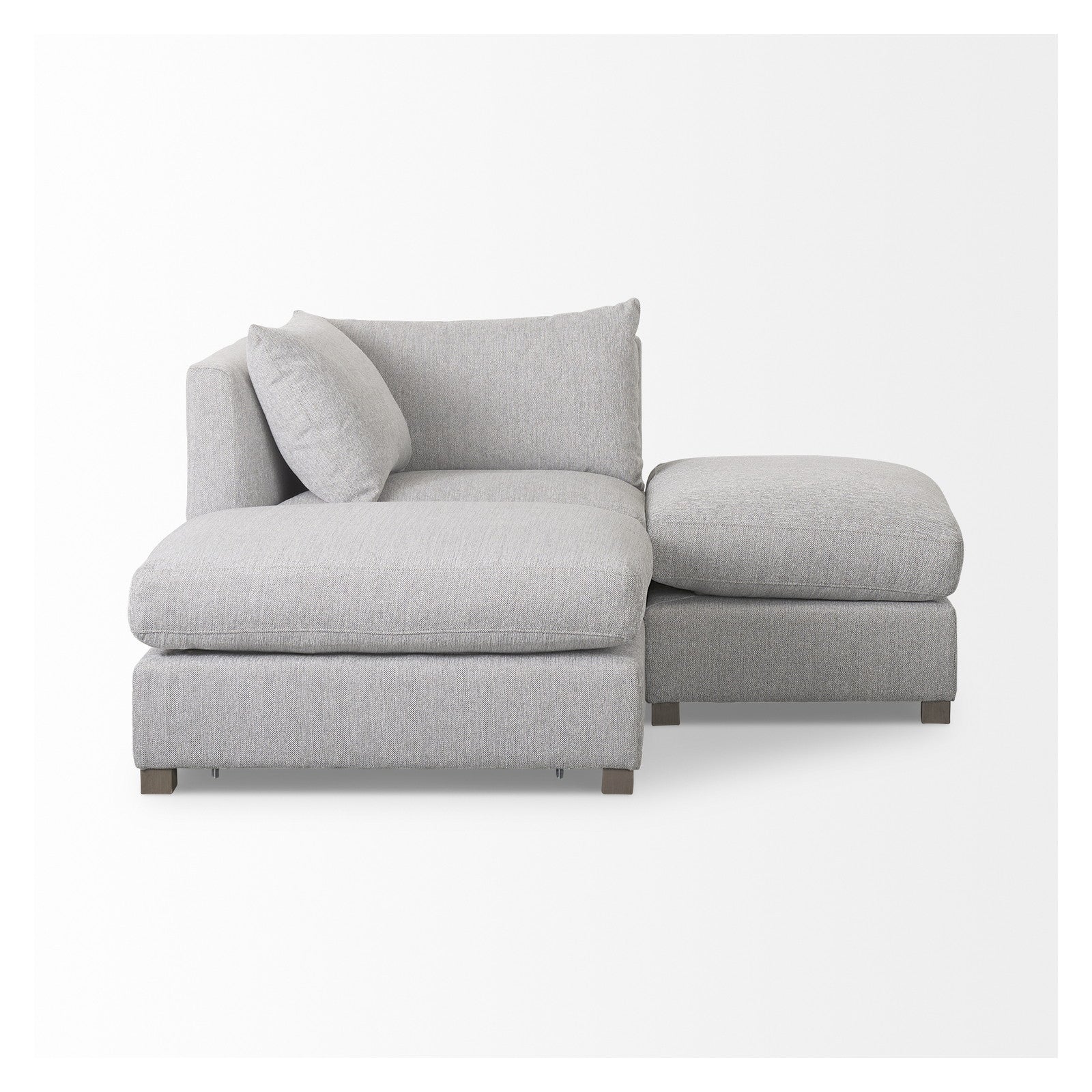 Valence 3 Piece (W/ 2 x Ottoman) Light Gray Modular Sofa Set by Mercana at ZIN Home