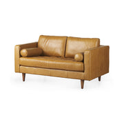 Svend 65.0L x 38.0W x 34.0H Tan Leather Love Seat Sofa by Mercana at ZIN Home