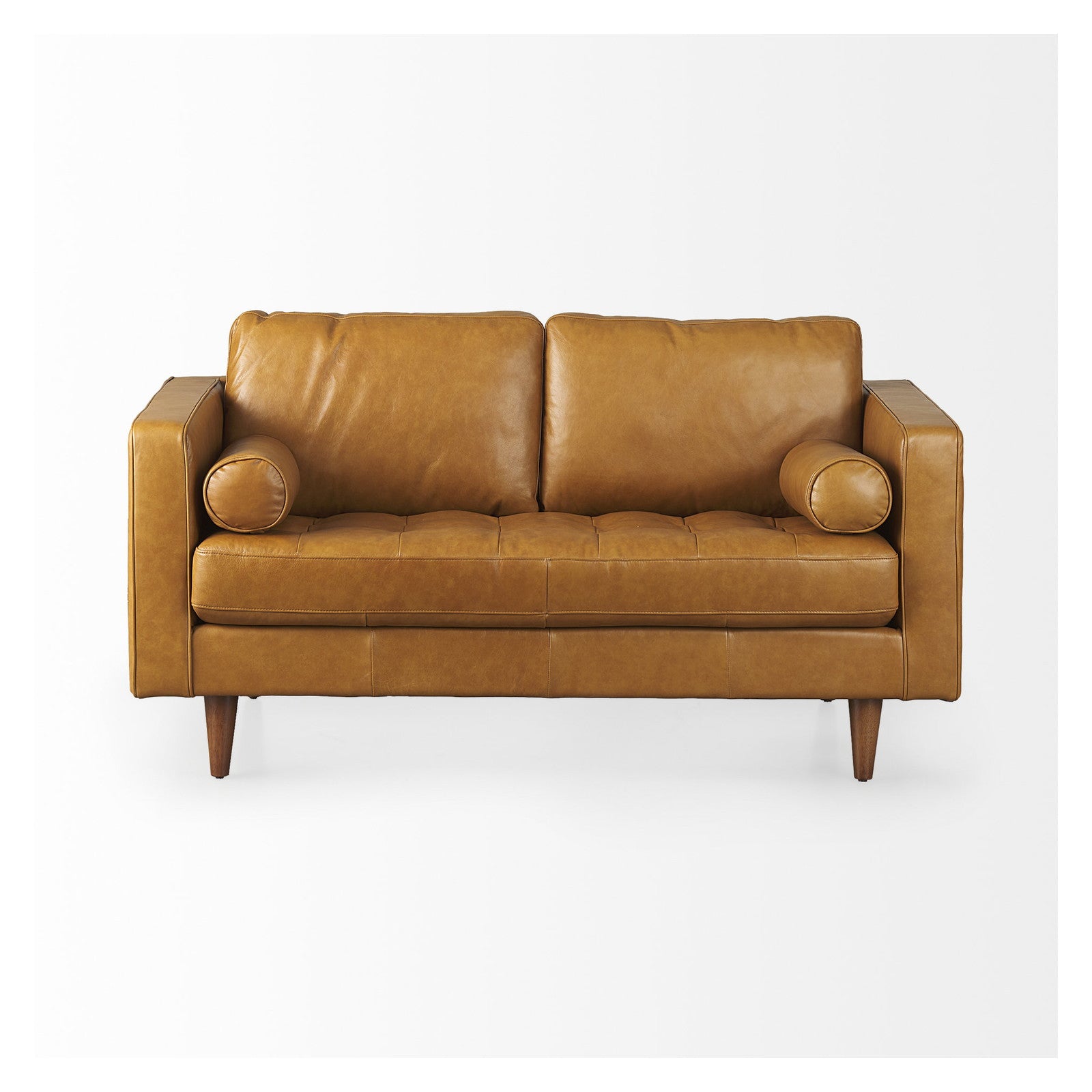 Svend 65.0L x 38.0W x 34.0H Tan Leather Love Seat Sofa by Mercana at ZIN Home