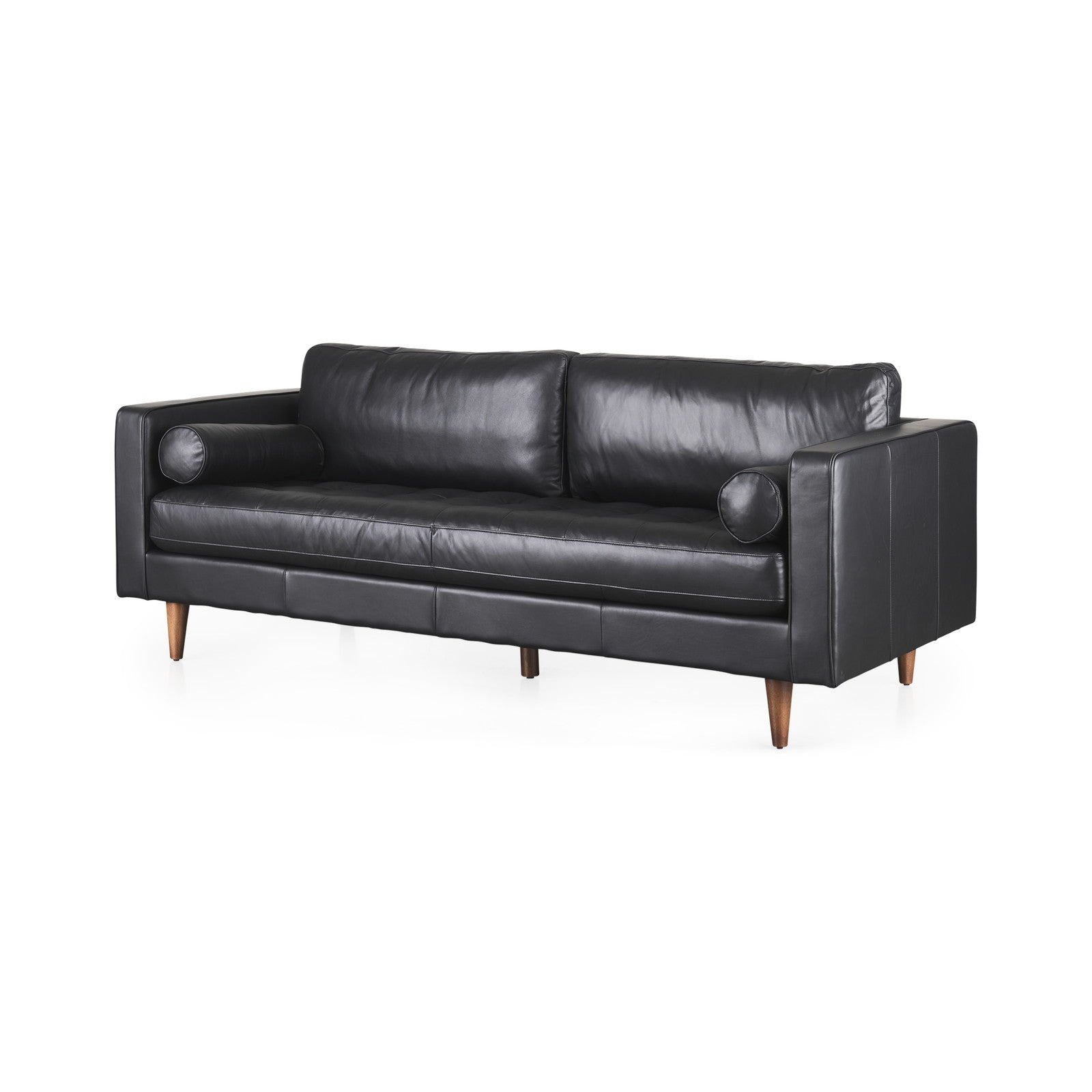 Svend 88.0L x 38.0W x 34.0H Black Leather Sofa by Mercana at ZIN Home