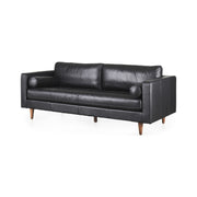 Svend 88.0L x 38.0W x 34.0H Black Leather Sofa by Mercana at ZIN Home