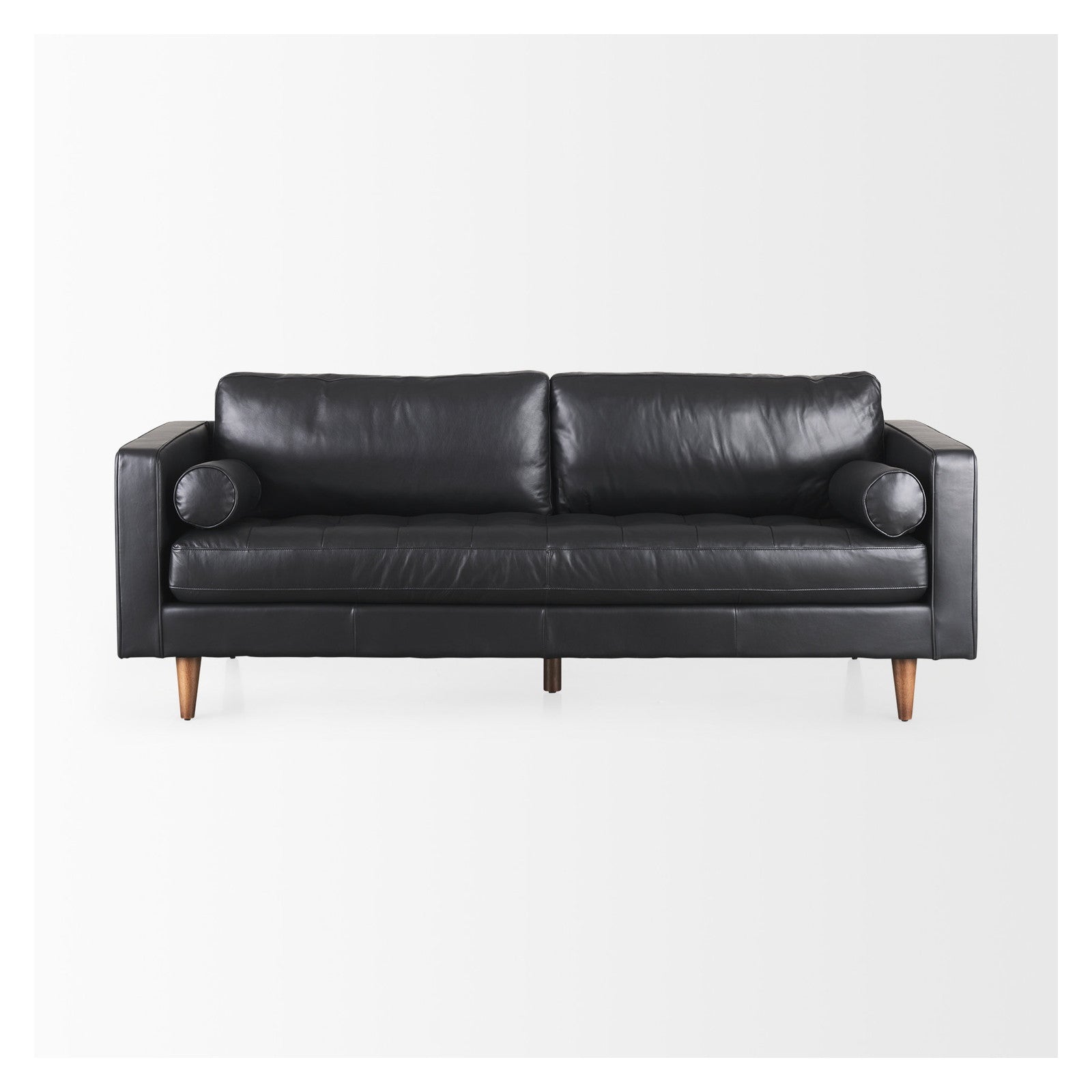 Svend 88.0L x 38.0W x 34.0H Black Leather Sofa by Mercana at ZIN Home