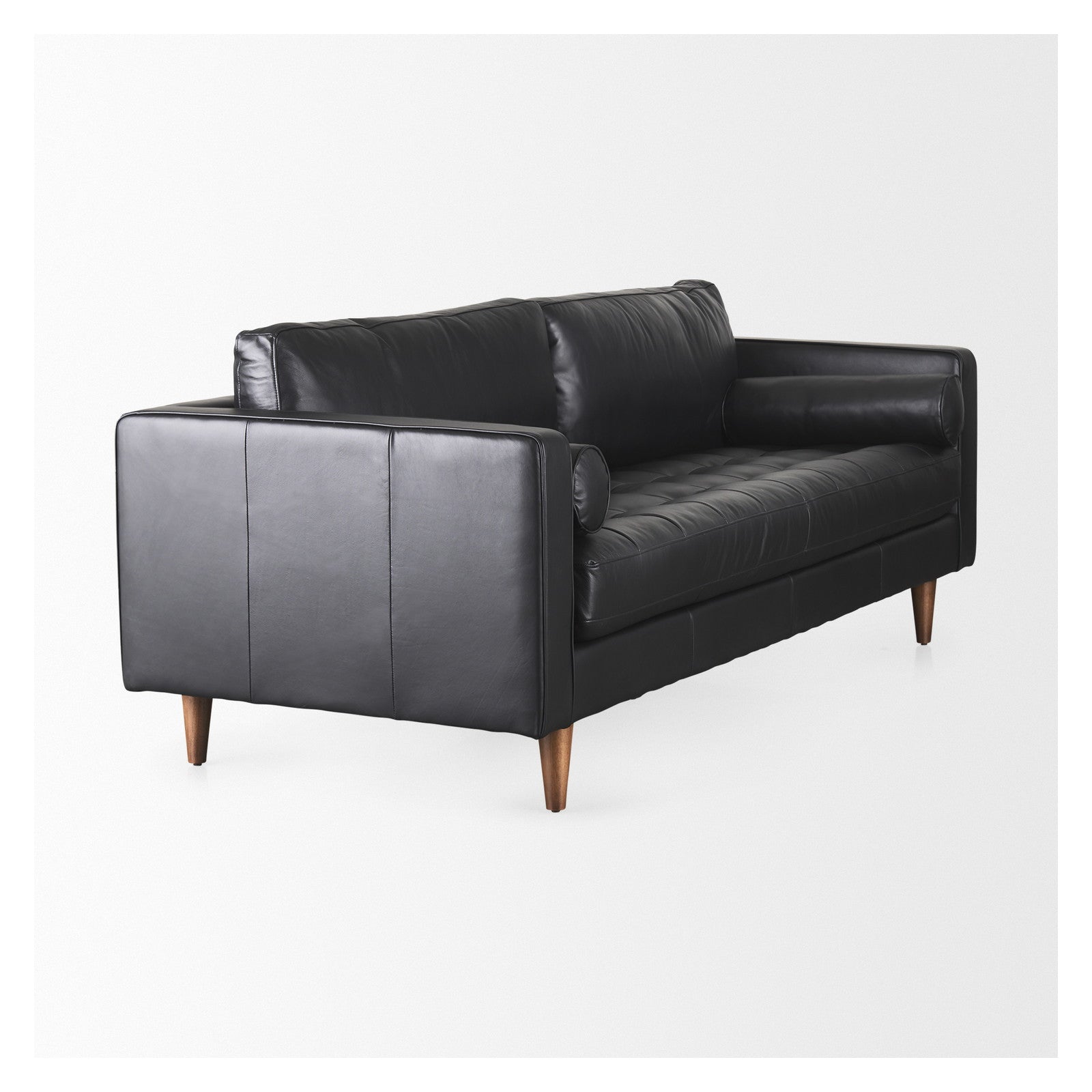Svend 88.0L x 38.0W x 34.0H Black Leather Sofa by Mercana at ZIN Home