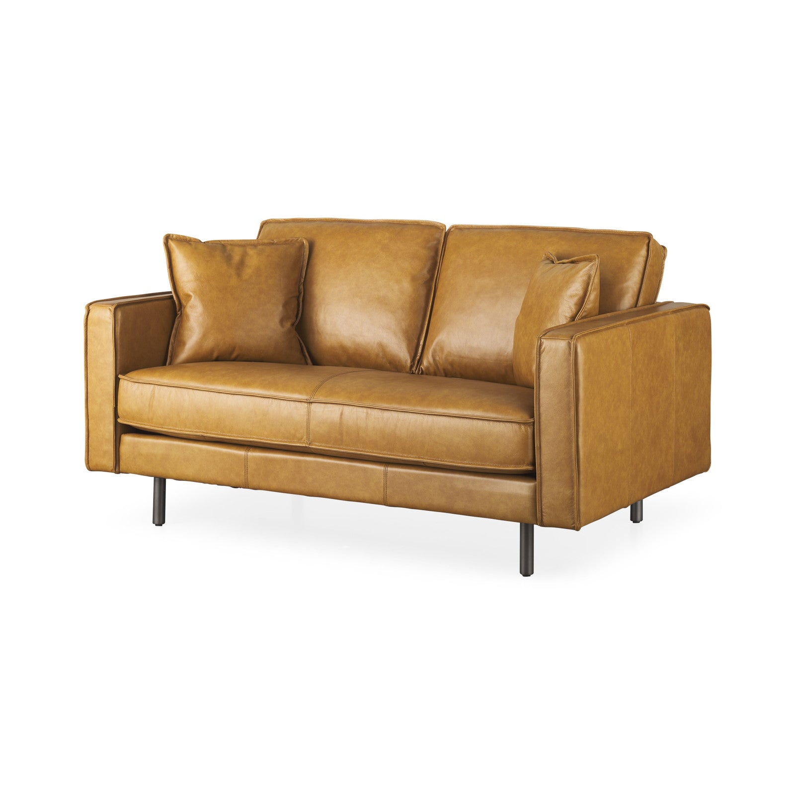 D'Arcy 65.0L x 37.0W x 34.0H Tan Leather Love Seat by Mercana at ZIN Home