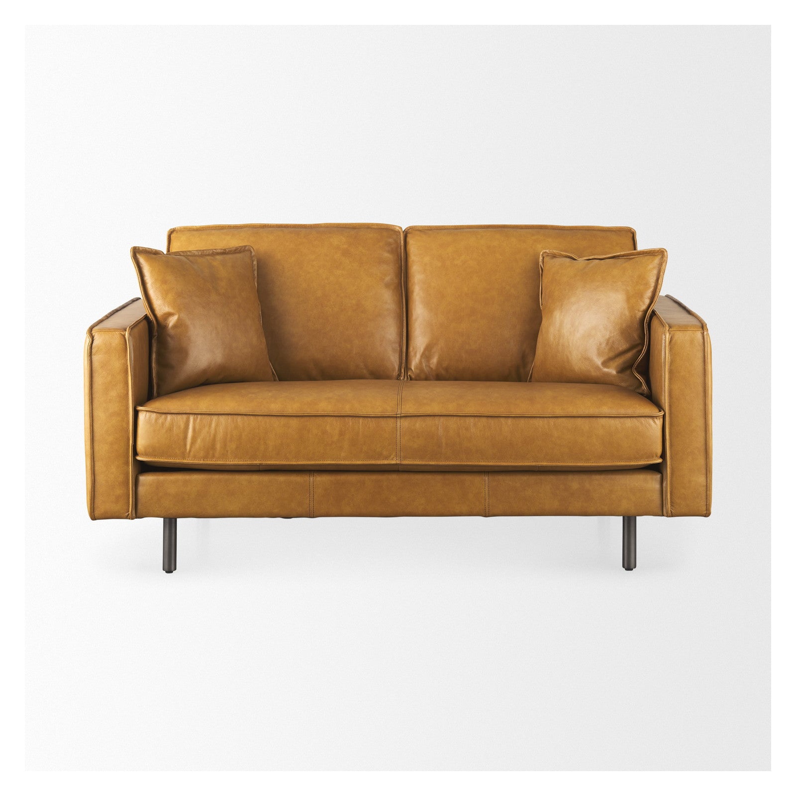 D'Arcy 65.0L x 37.0W x 34.0H Tan Leather Love Seat by Mercana at ZIN Home
