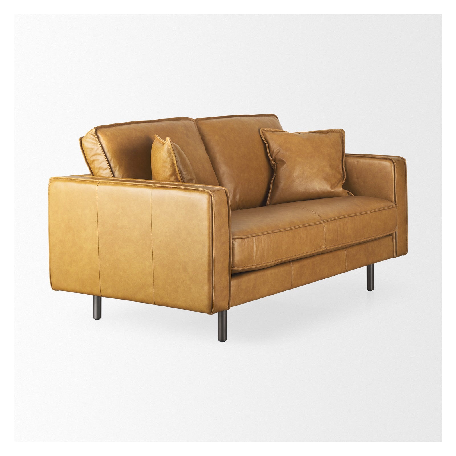 D'Arcy 65.0L x 37.0W x 34.0H Tan Leather Love Seat by Mercana at ZIN Home