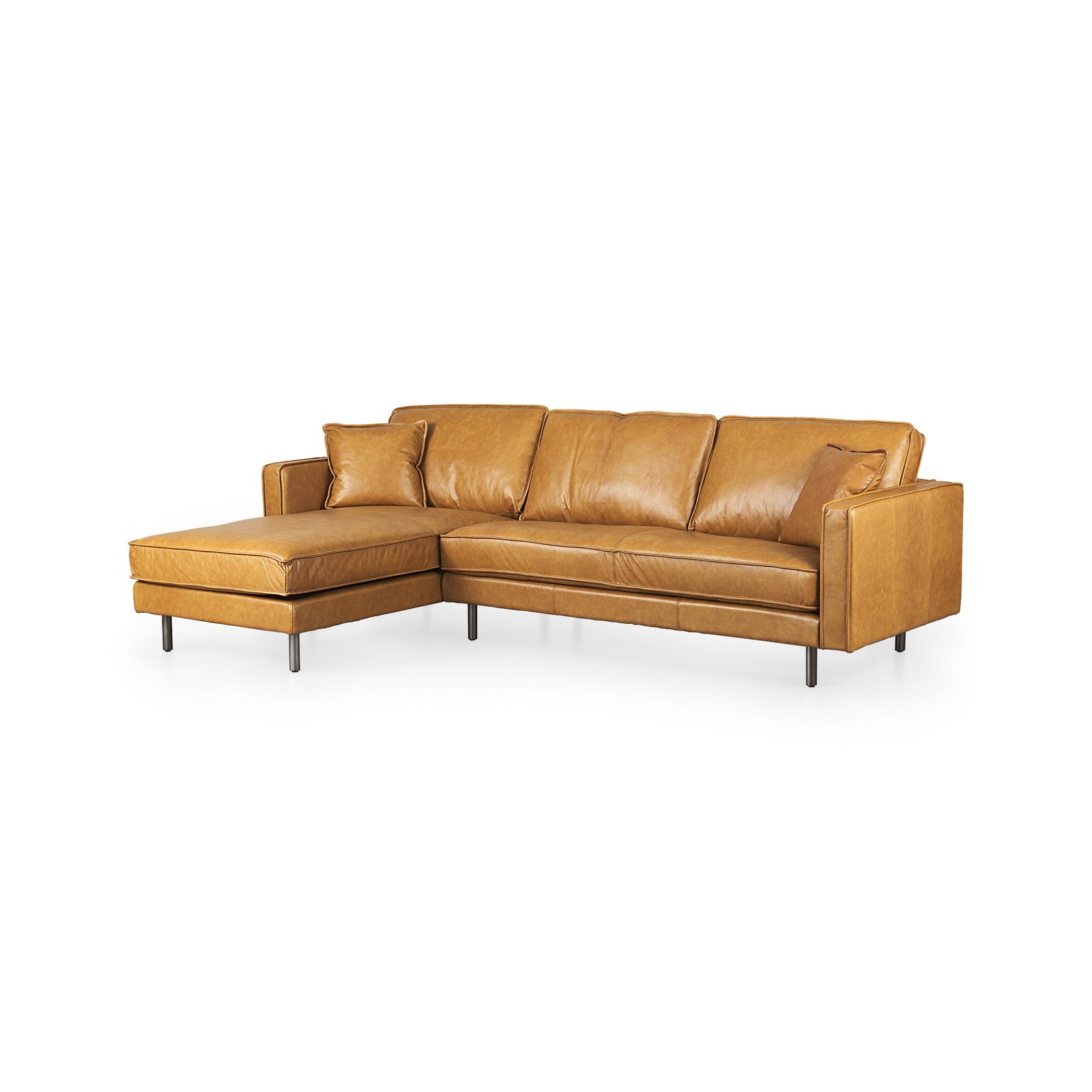 D'Arcy 111"L x 70"D x 33"H Tan Leather Left Chaise Sectional by Mercana at ZIN Home