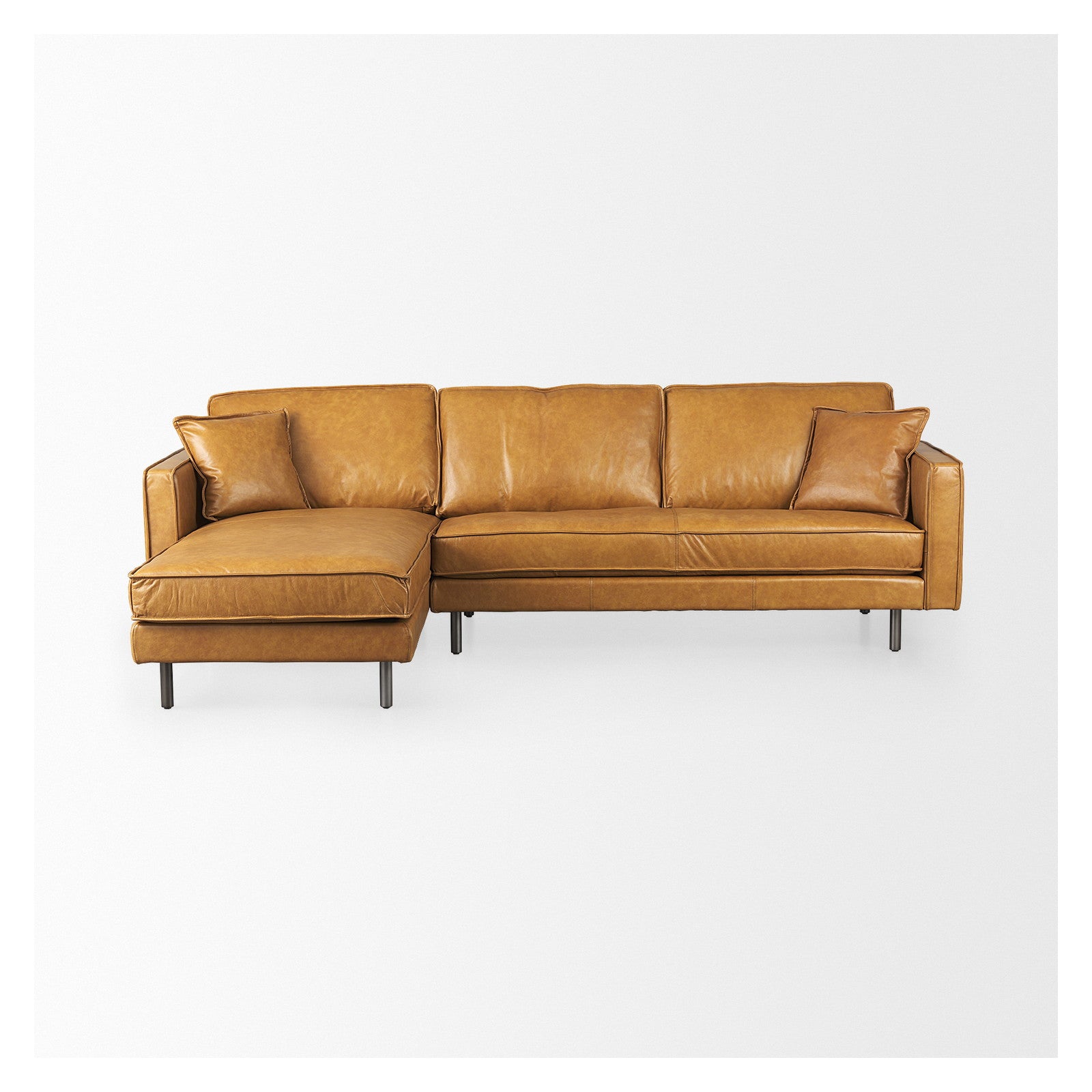 D'Arcy 111"L x 70"D x 33"H Tan Leather Left Chaise Sectional by Mercana at ZIN Home
