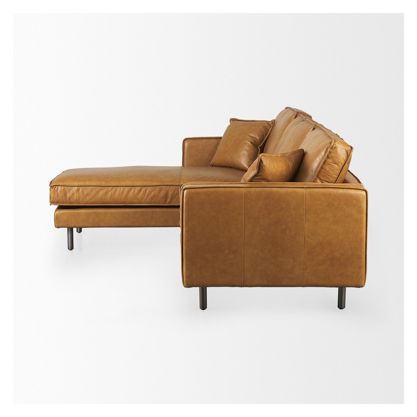 D'Arcy 111"L x 70"D x 33"H Tan Leather Left Chaise Sectional by Mercana at ZIN Home