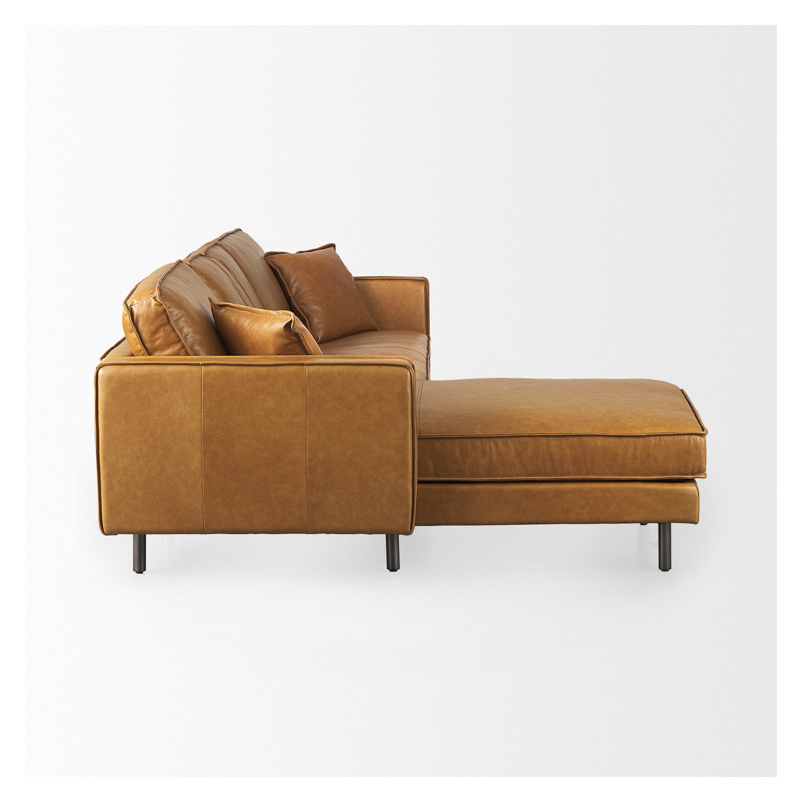 D'Arcy 111"L x 70"D x 33"H Tan Leather Left Chaise Sectional by Mercana at ZIN Home