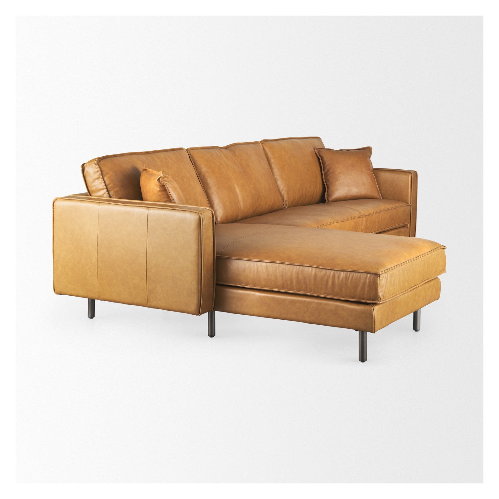 D'Arcy 111"L x 70"D x 33"H Tan Leather Left Chaise Sectional by Mercana at ZIN Home