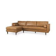 Svend 111.4L x 68.0W x 33.9H Tan Leather Left Chaise Sectional Sofa by Mercana at ZIN Home