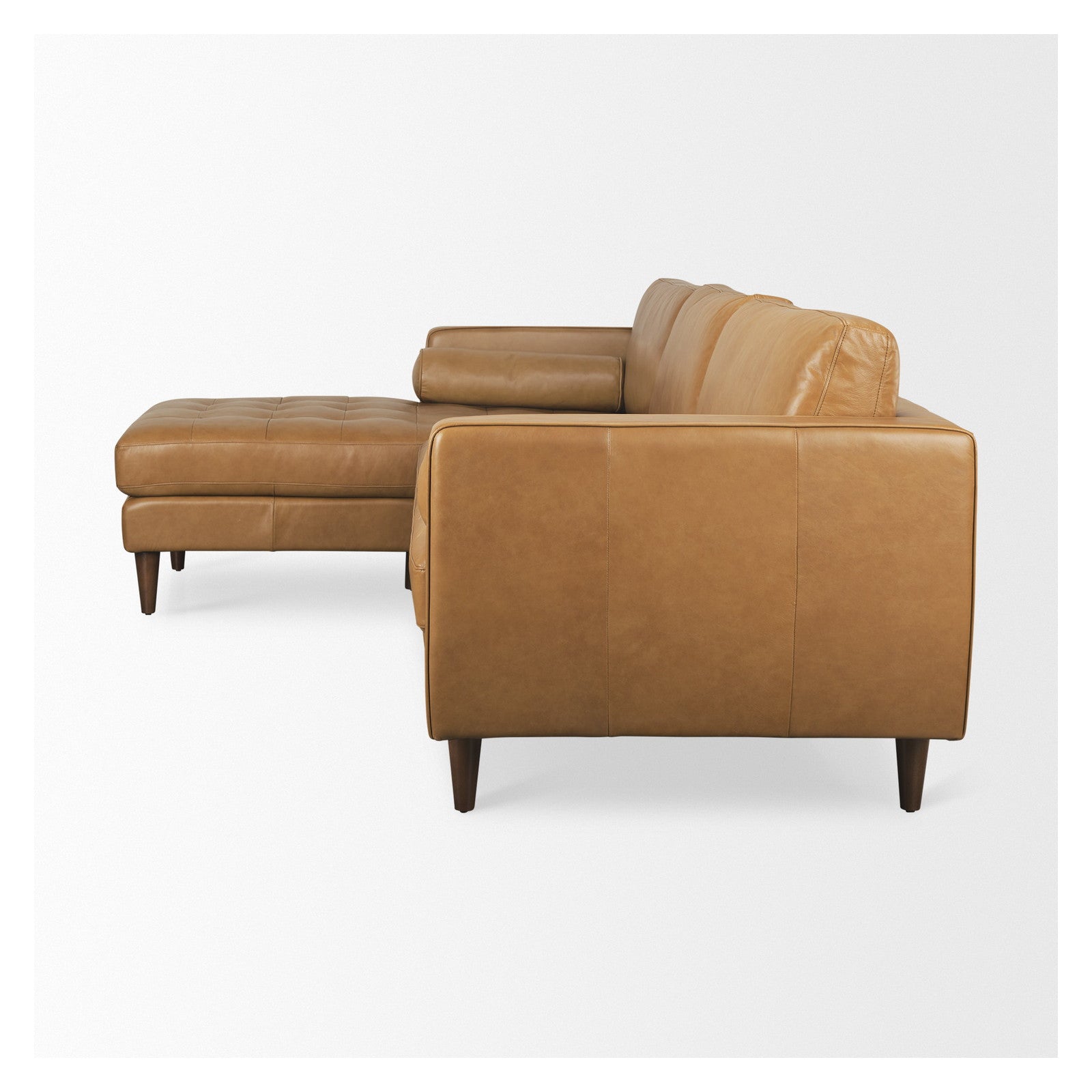 Svend 111.4L x 68.0W x 33.9H Tan Leather Left Chaise Sectional Sofa by Mercana at ZIN Home