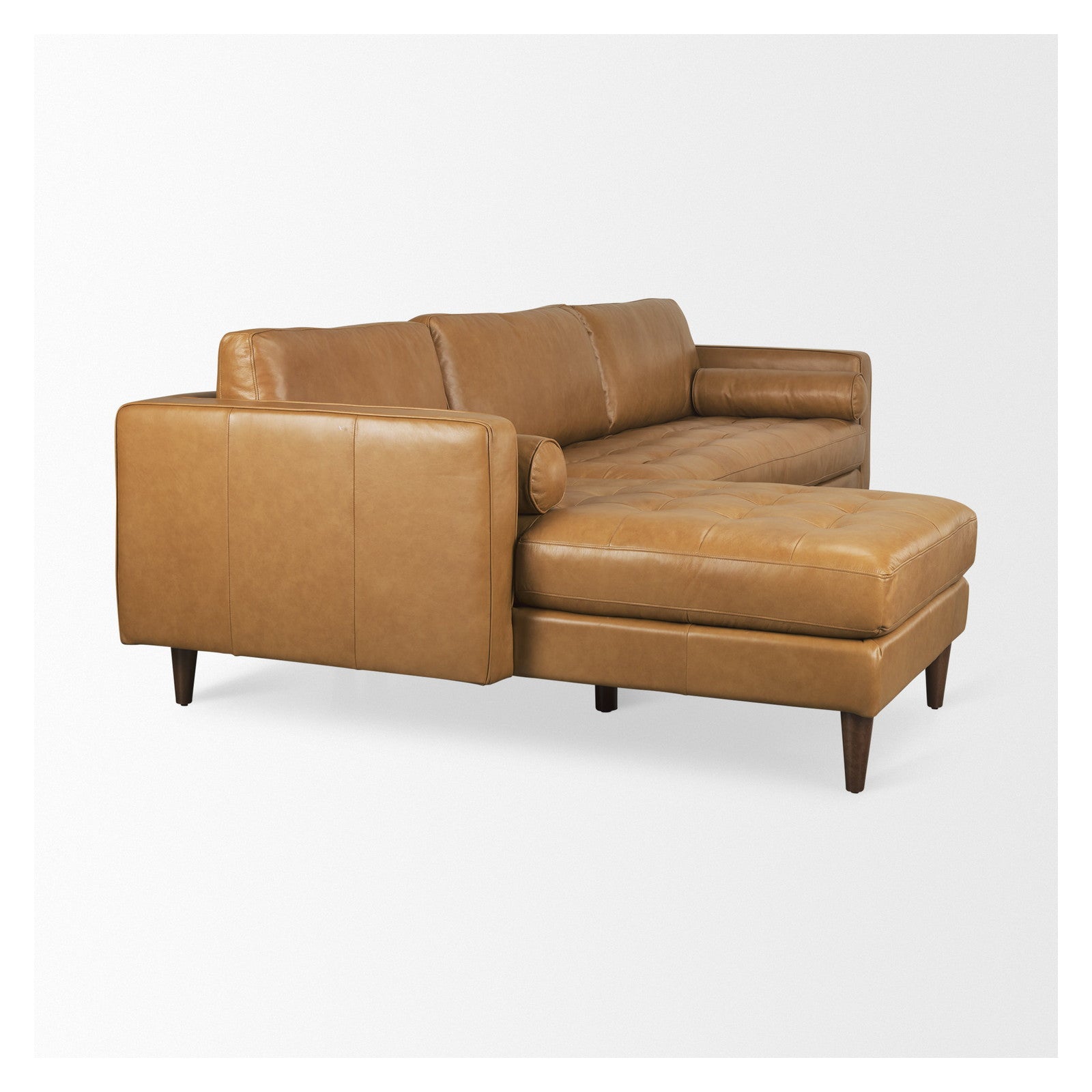 Svend 111.4L x 68.0W x 33.9H Tan Leather Left Chaise Sectional Sofa by Mercana at ZIN Home