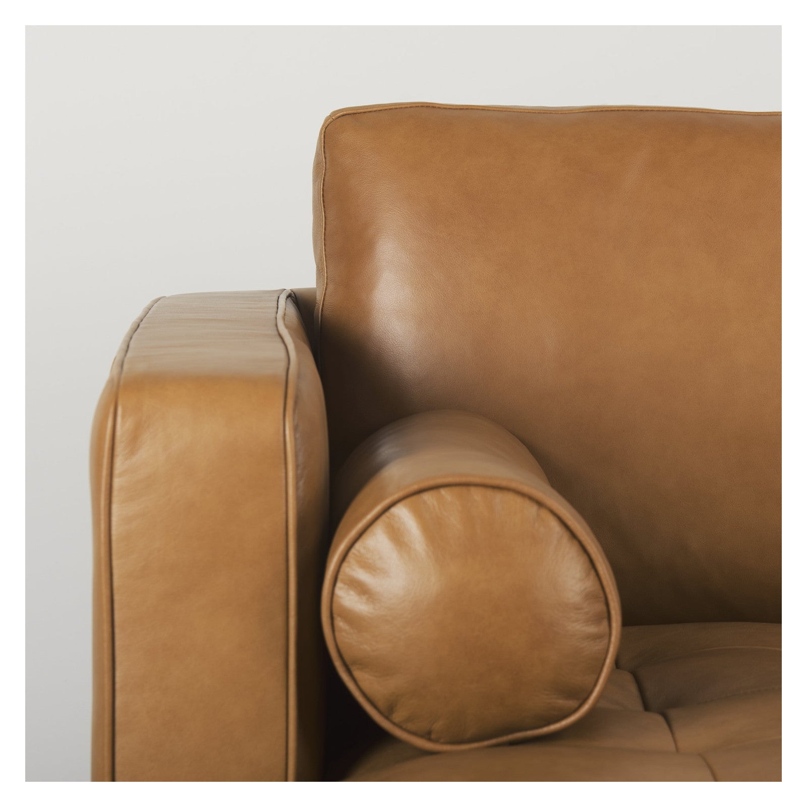 Svend 111.4L x 68.0W x 33.9H Tan Leather Left Chaise Sectional Sofa by Mercana at ZIN Home