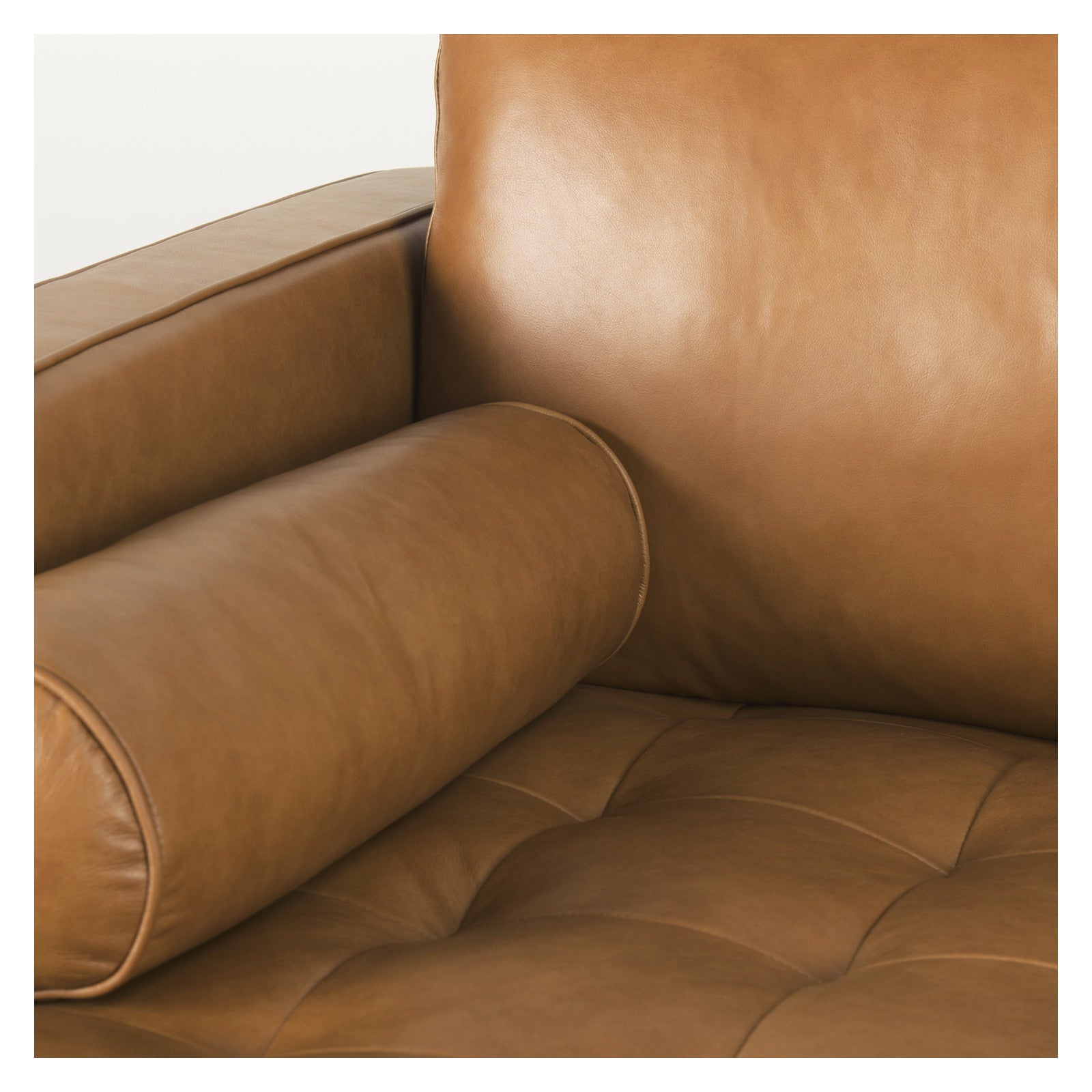 Svend 111.4L x 68.0W x 33.9H Tan Leather Left Chaise Sectional Sofa by Mercana at ZIN Home
