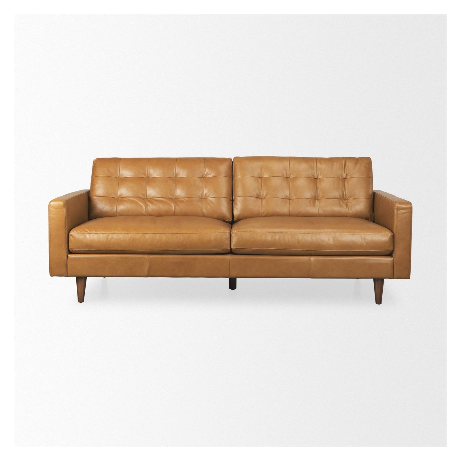 Olaf 88.2L x 37.8W x 35.0H Tan Leather Sofa by Mercana at ZIN Home