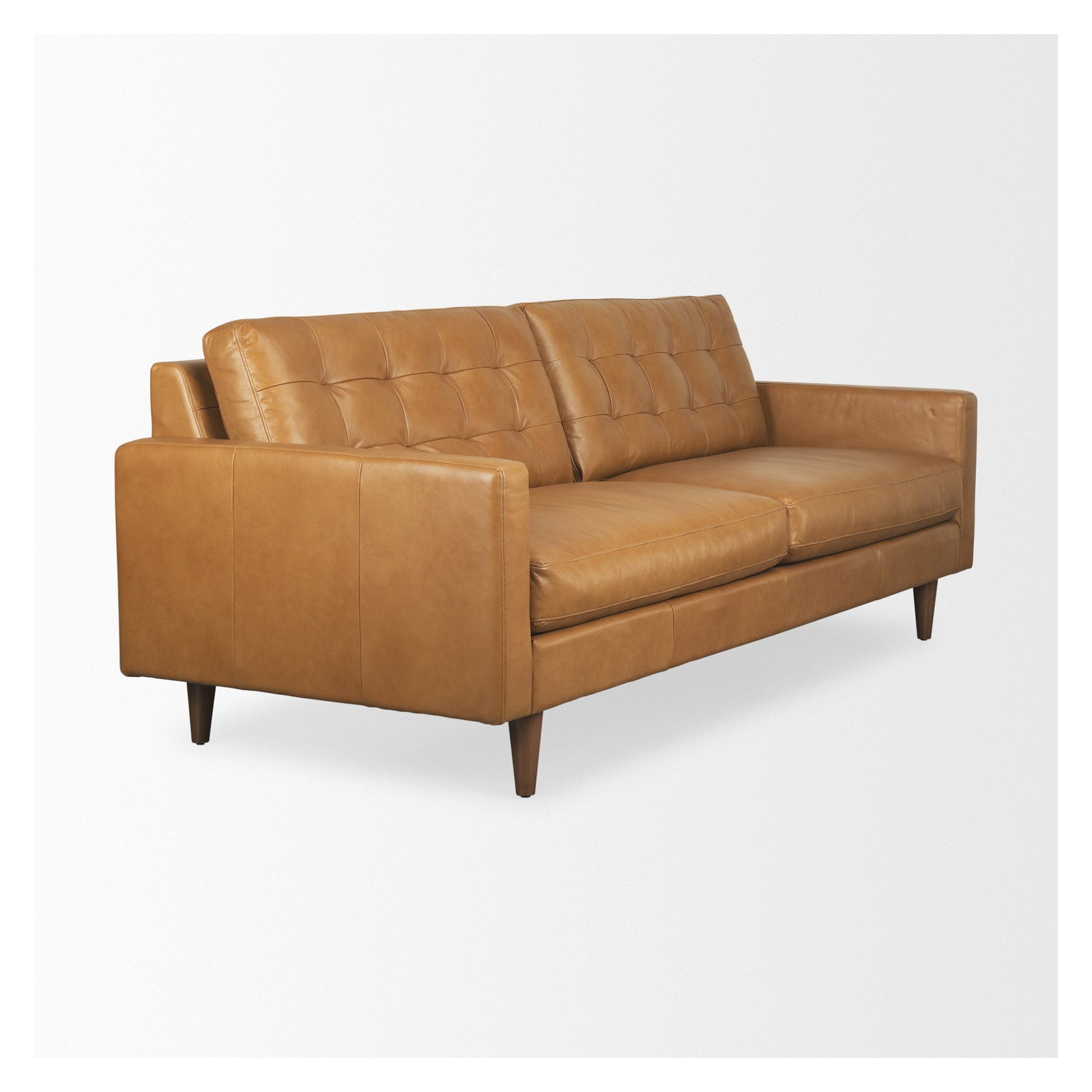 Olaf 88.2L x 37.8W x 35.0H Tan Leather Sofa by Mercana at ZIN Home