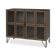 Pandora Dark Brass Metal W/Red Wood 2 Door Accent Cabinet by Mercana at ZIN Home