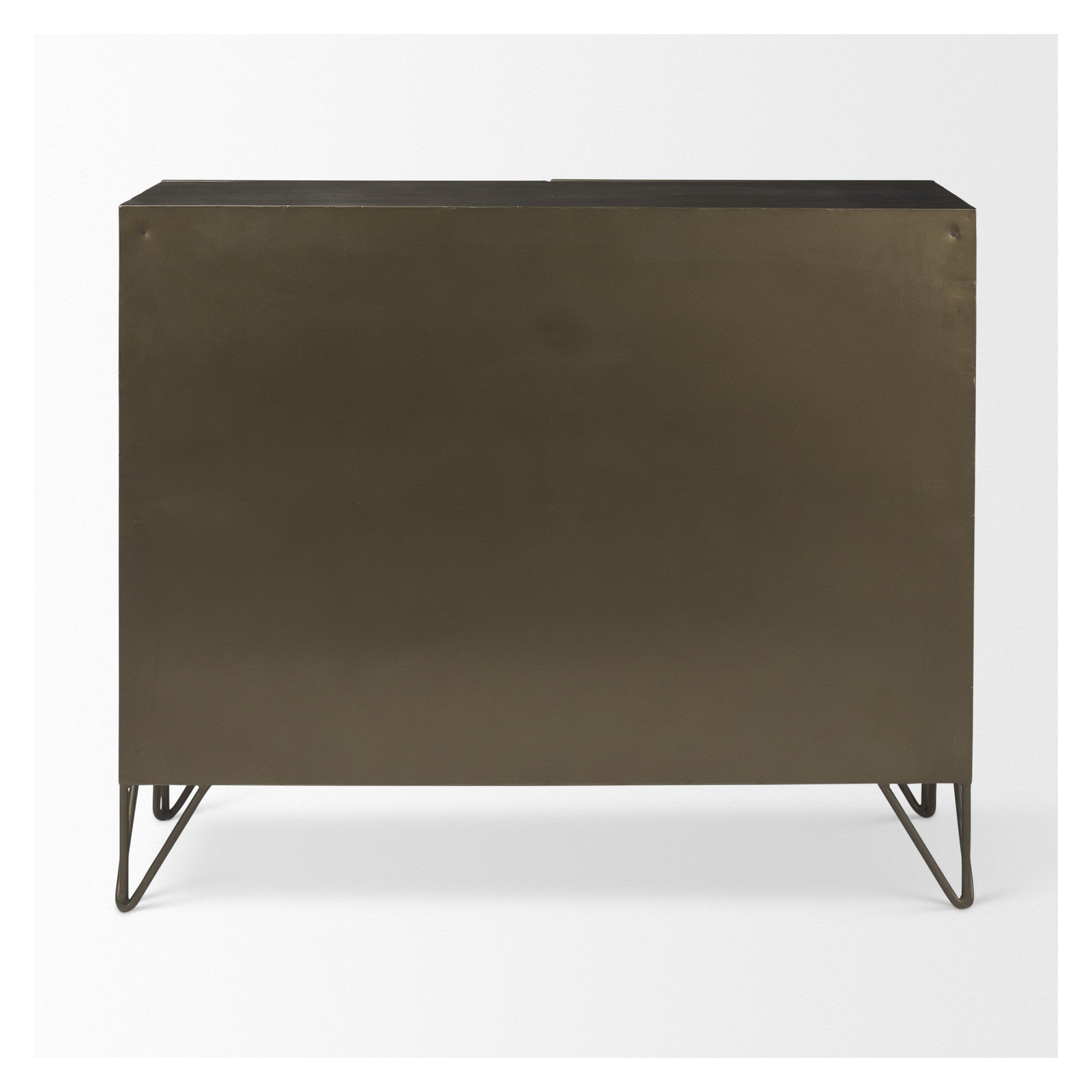 Pandora Dark Brass Metal W/Red Wood 2 Door Accent Cabinet by Mercana at ZIN Home