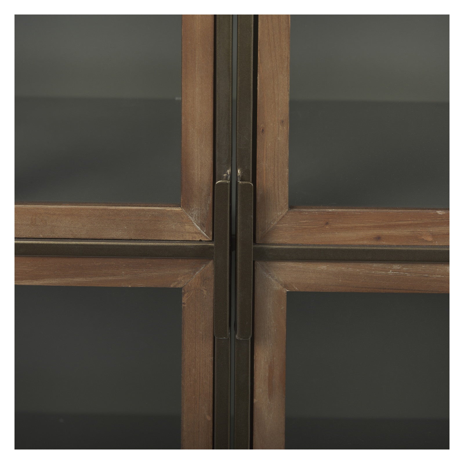Pandora Dark Brass Metal W/Red Wood 2 Door Accent Cabinet by Mercana at ZIN Home
