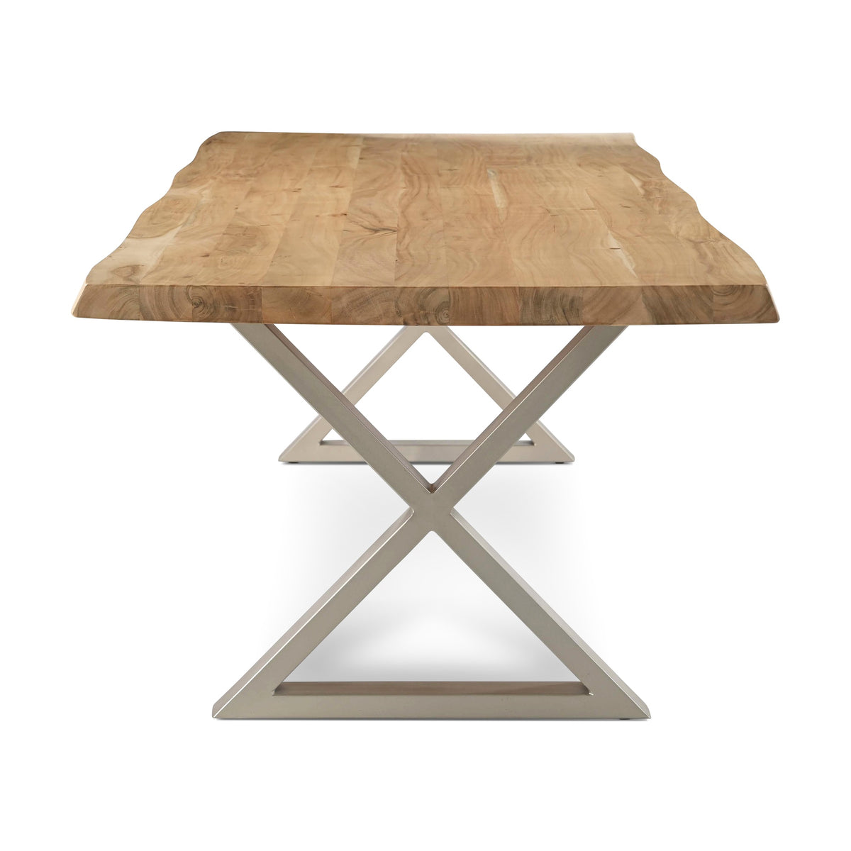 Brooks Dining Table X Base 40" x 116" Teak Top - Pewter Base by Urbia - detail 2