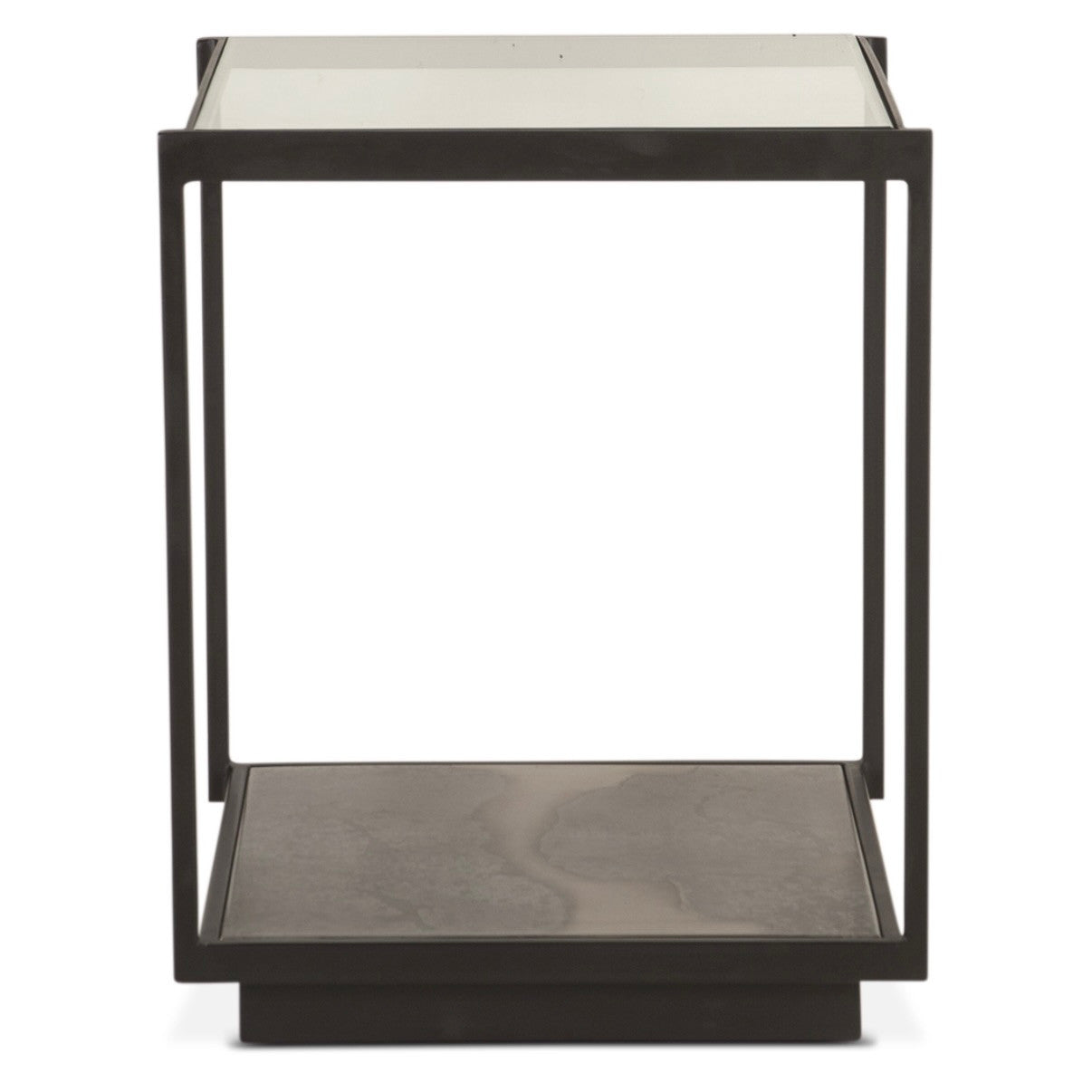 Manchester 18" Side Table with Glass Top in Oxidized Black