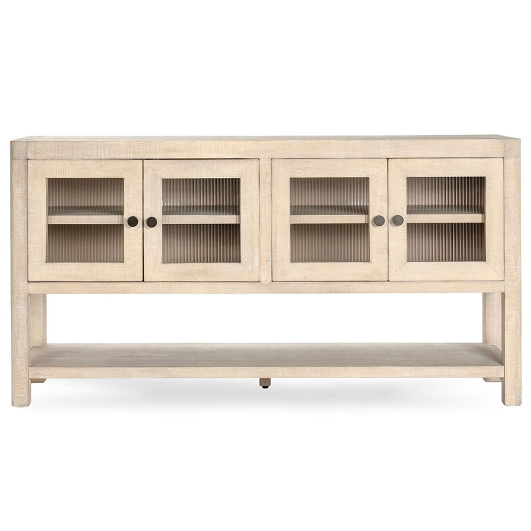 Tristan Reclaimed Wood White Washed 4-Door Cabinet 70"
