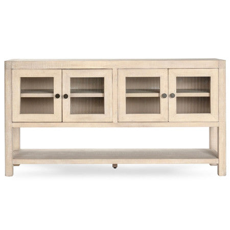 Tristan Reclaimed Wood White Washed 4-Door Cabinet 70"