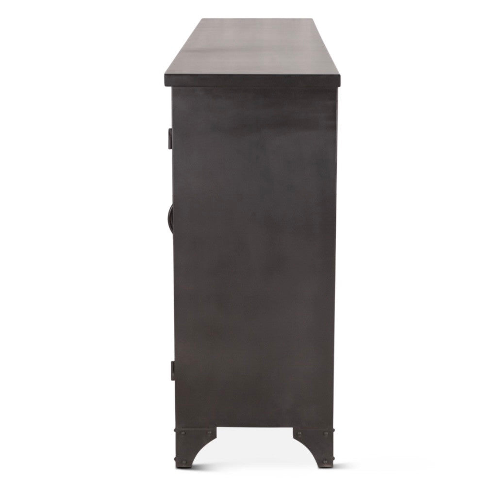 Penelope 80" Iron and Glass Sideboard Matte Black