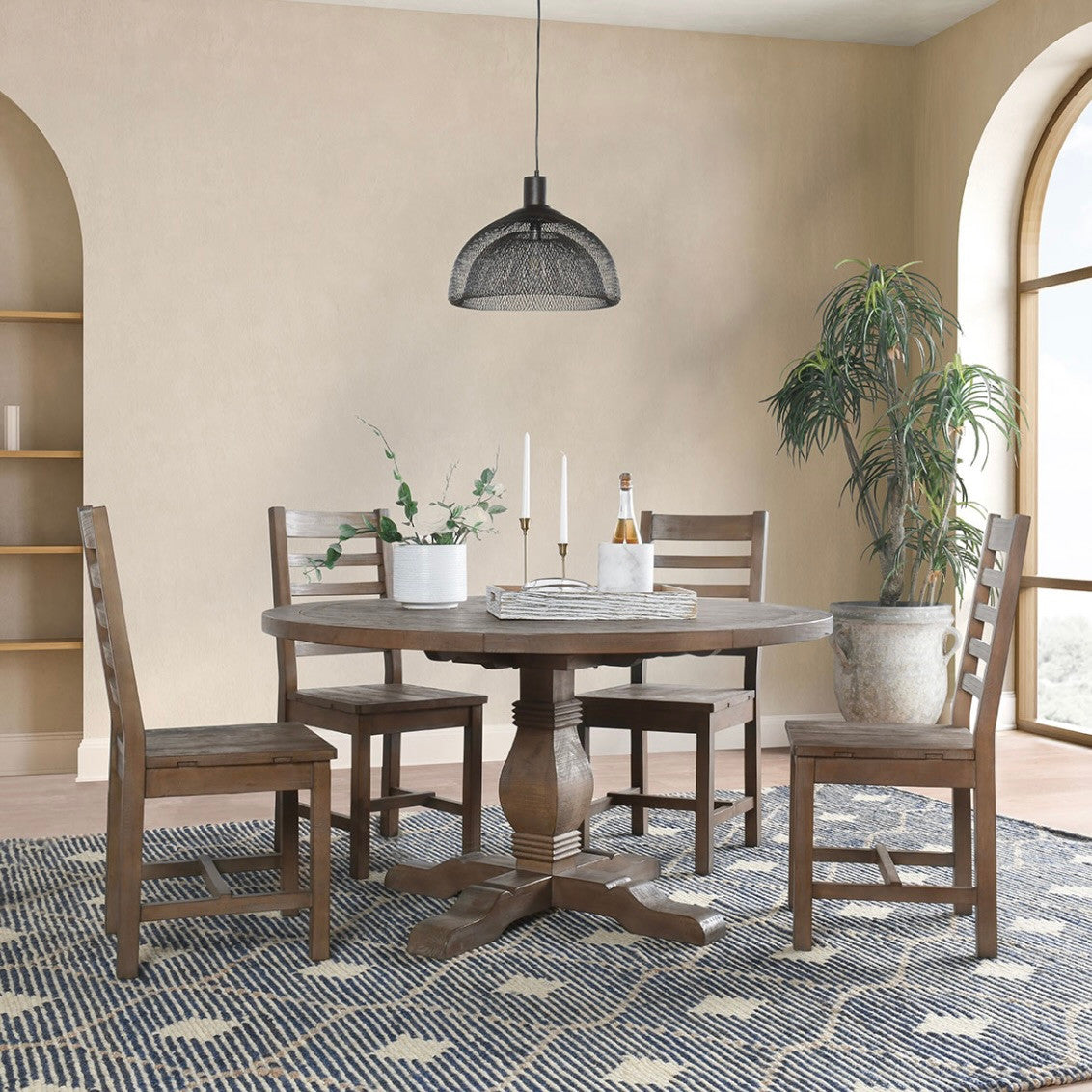 Farmhouse Reclaimed Wood Pedestal Round Table 55"