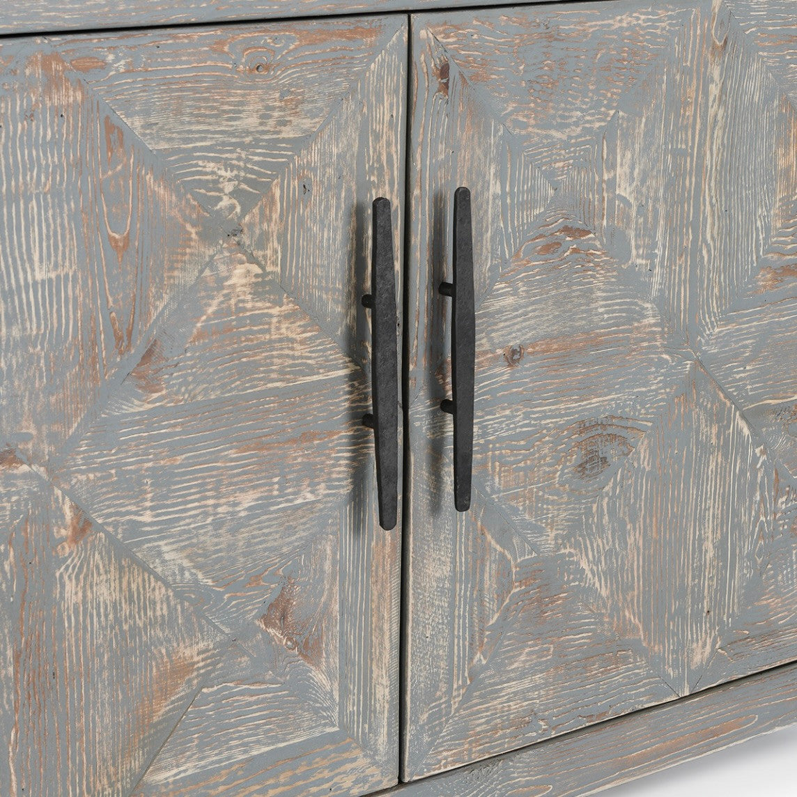 Spanish Farmhouse Reclaimed Wood 4 Door Sideboard 103" in Antique Blue