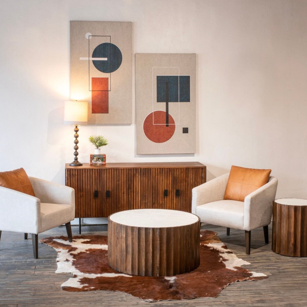 Willow 35" White Marble Round Coffee Table