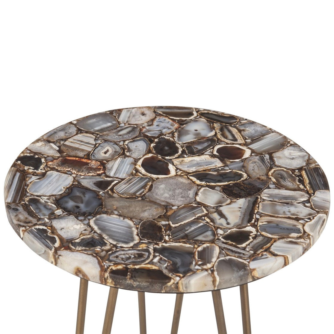 Calico 17" Side Table in Stone Agate with Iron Base