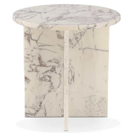 Nile 20" Side Table in Alabaster Marble