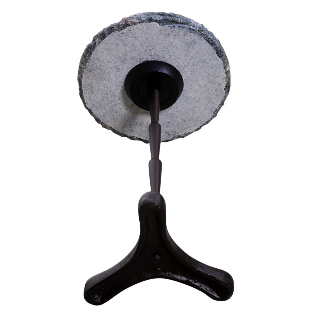 Breton 15" Drinks Table with Green Bidasar Marble and Iron
