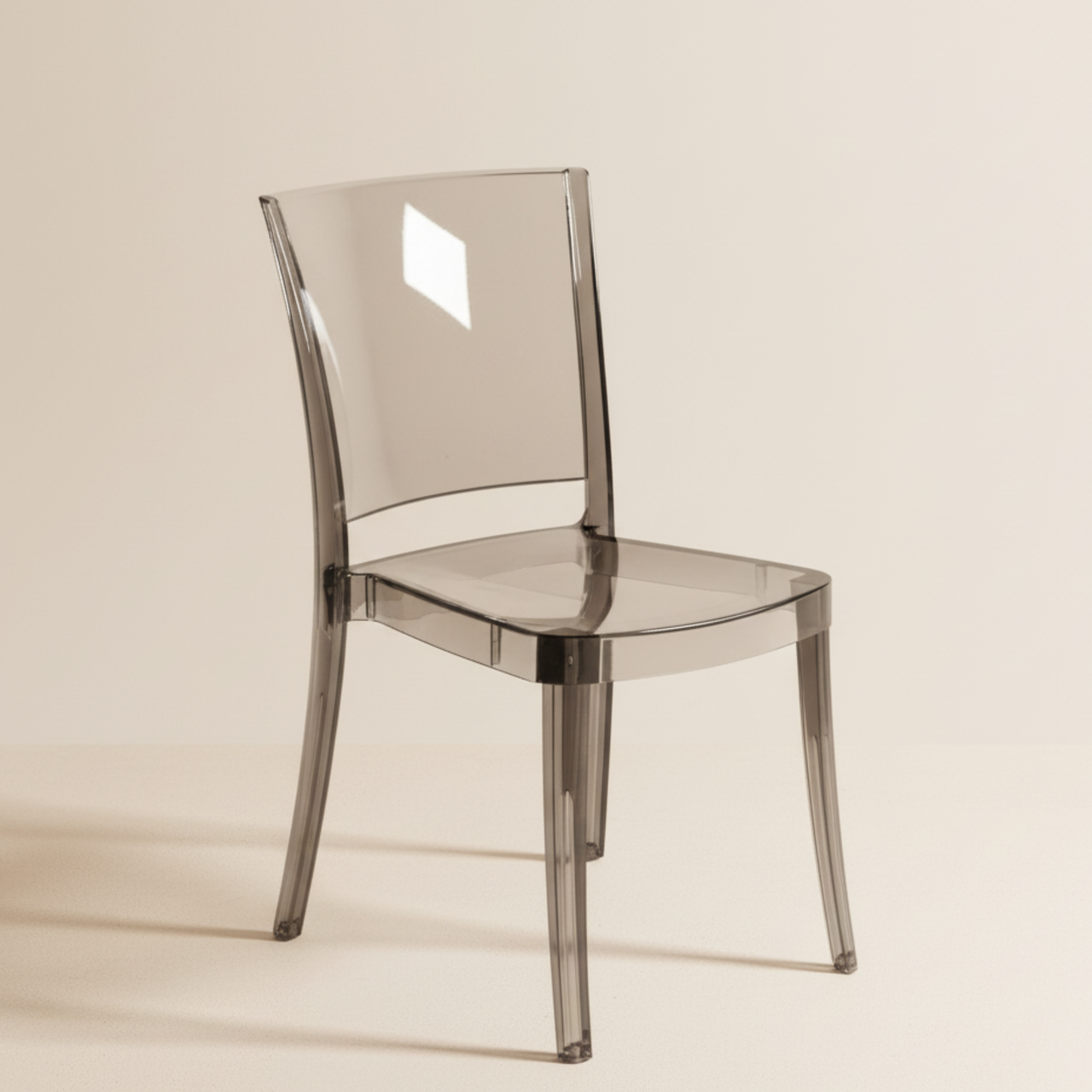 Cristalia Transparent Fume Stacking Dining Side Chair