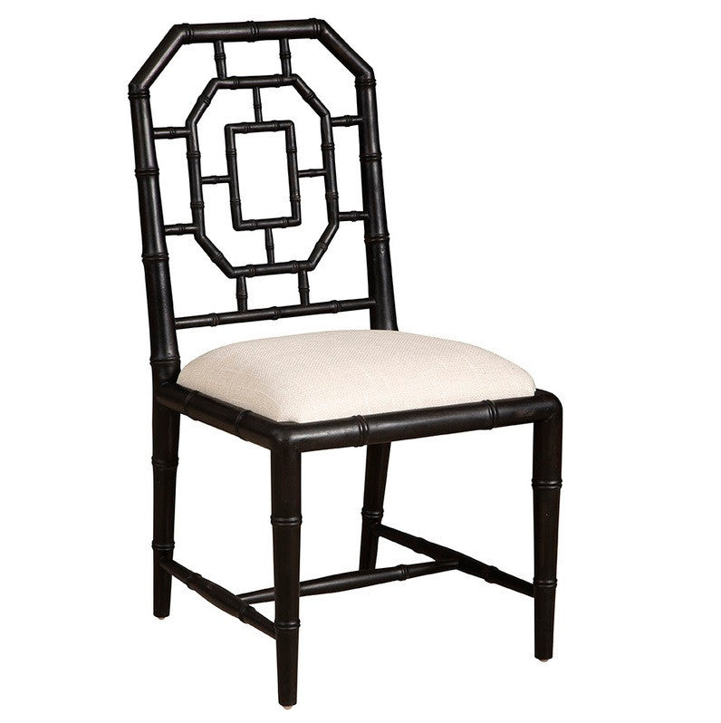 Chippendale Geometric Back Black Side Chair