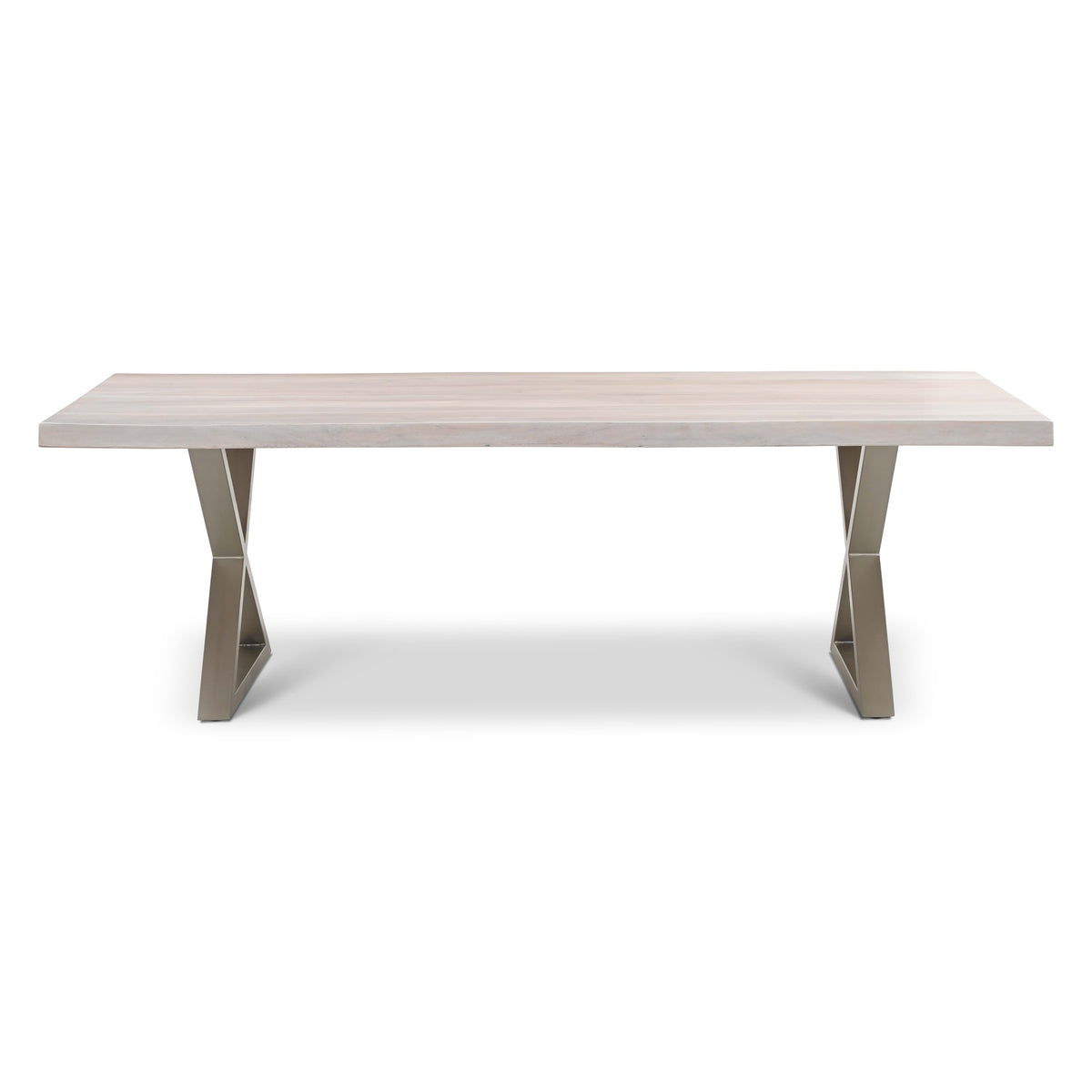 Brooks Dining Table X Base 40" x 92" White Wash Top - Pewter Base by Urbia - product view