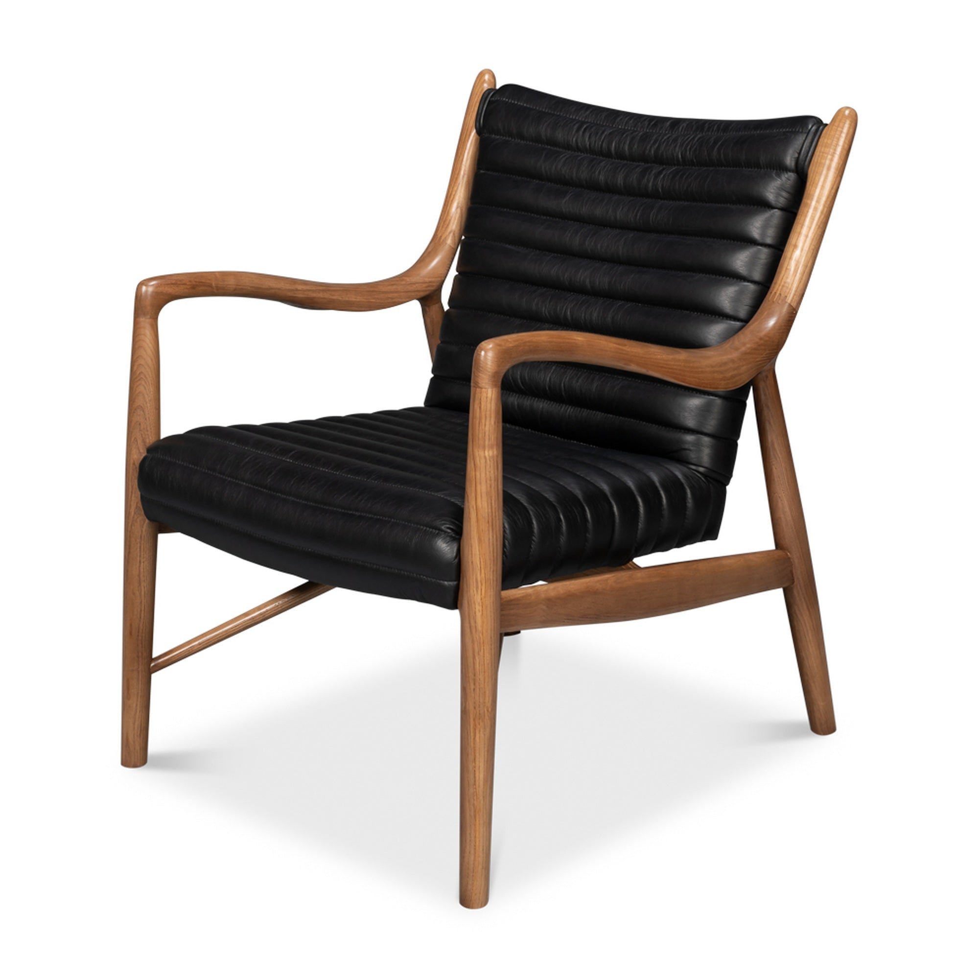 Singletary Leather Chair, Onyx Black by Sarreid Ltd