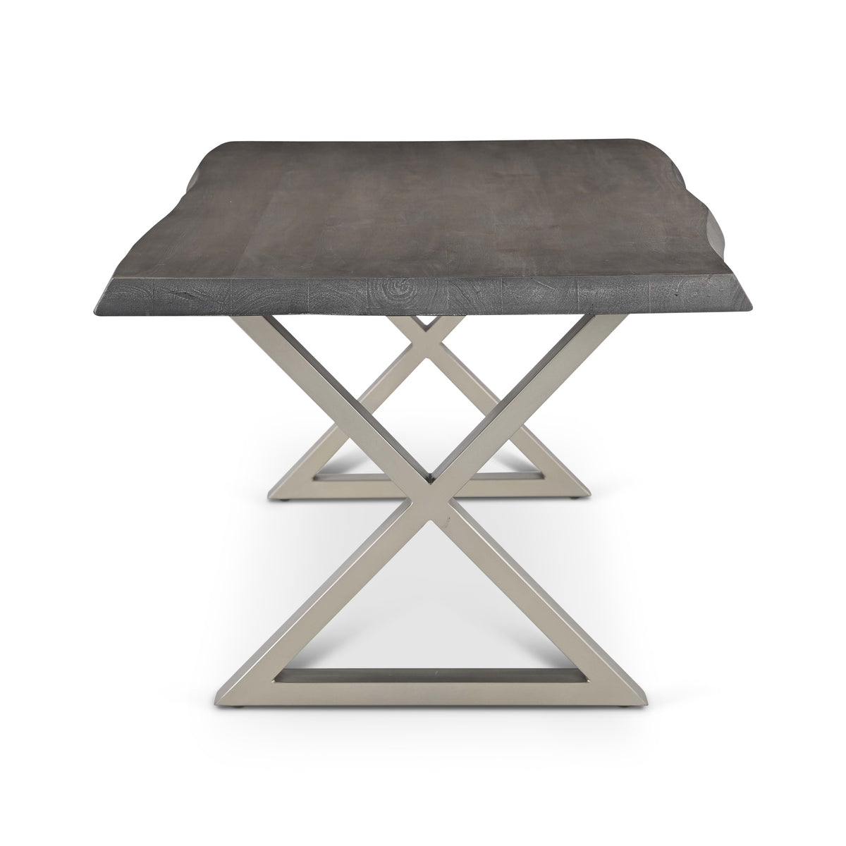 Brooks Dining Table X Base 40" x 92" Sandblasted Grey Top - Pewter Base by Urbia - detail 3